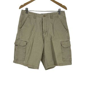 OCI Old college Inn Jean Company Mens Beige Cotton Flat Front Cargo Shorts Sz 32